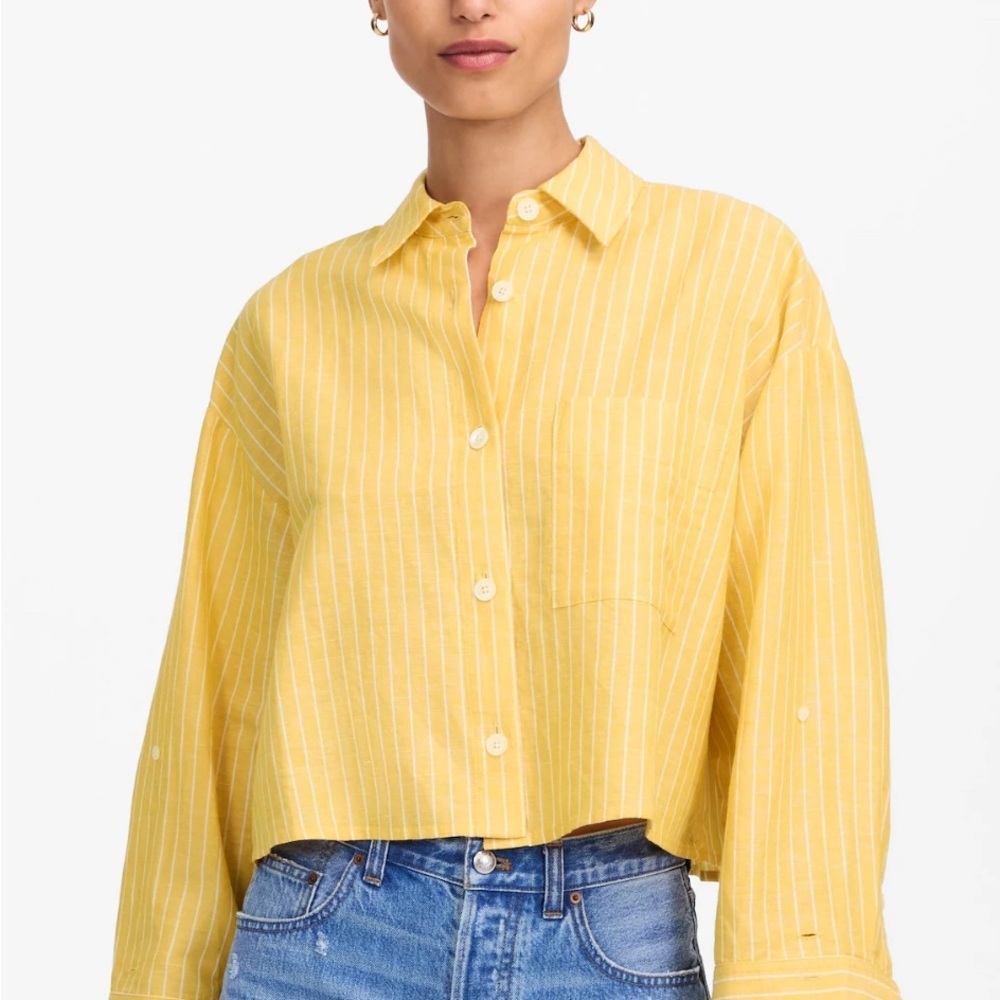 Madewell Yellow Striped Button Down Shirt